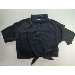 SO Goods for Life Crop Top Silky Blouse Black 2XL NWT